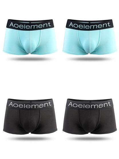 4 Pack Men's Breathable Plain Pouch Trunks