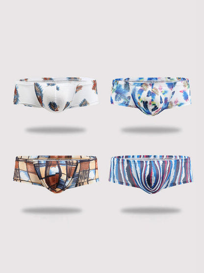 4 Pack Men's U-Pouch Low-Rise Moisture-Wicking Trunks