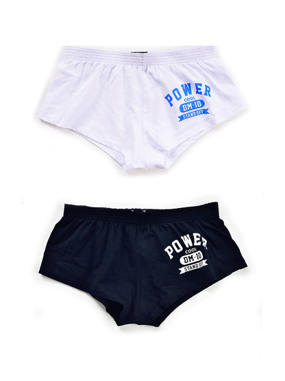 Men's DM Printed Lettering Low Waist Sexy Cotton Boxer Shorts