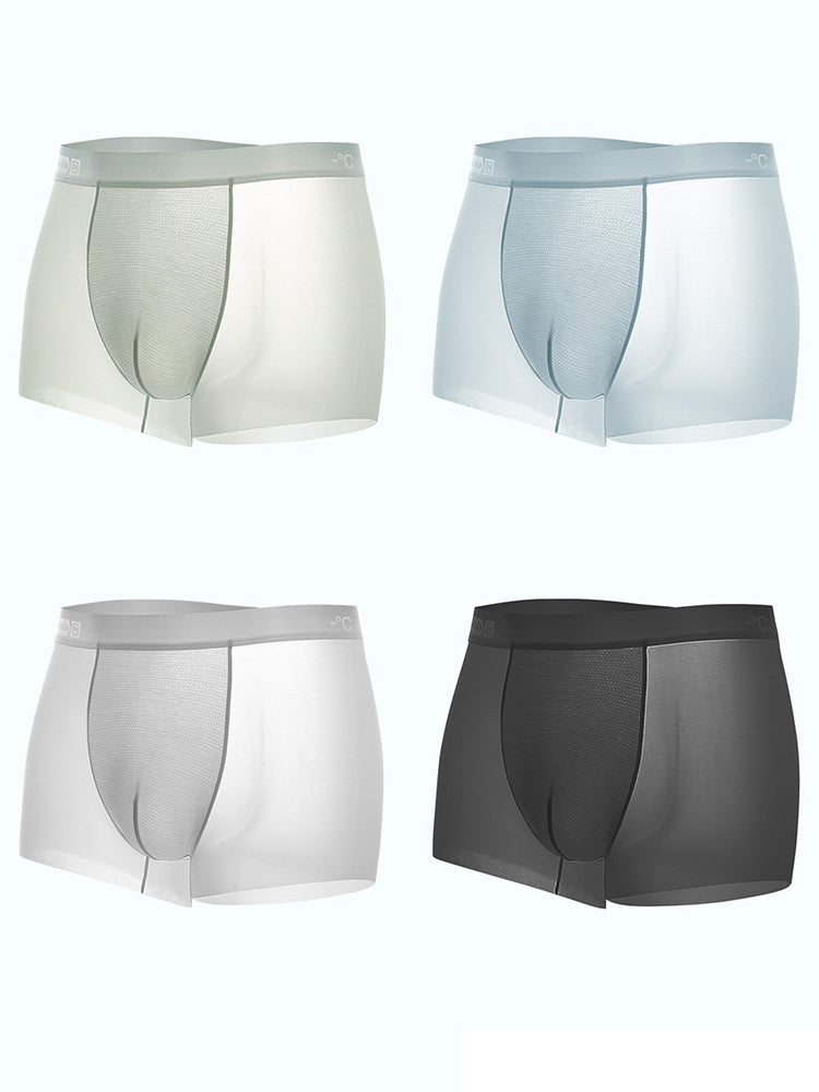 4 Pack Men's Breathable Ice Silk Antibacterial Sports Trunks