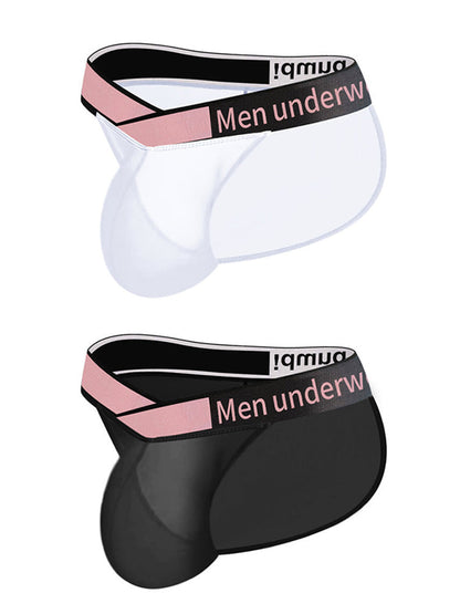 2 Pack Men's Sexy Bikini with See-through Pouch