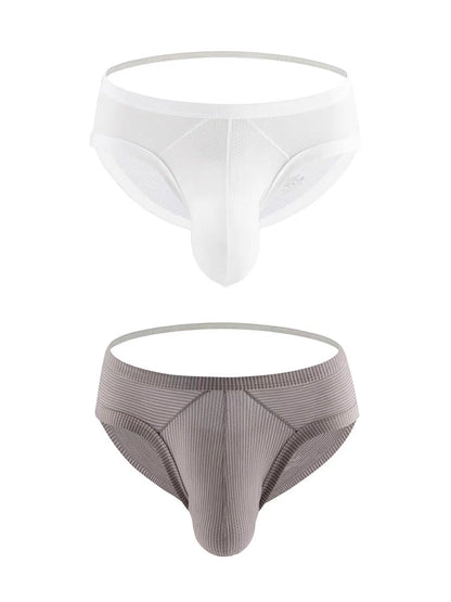 2 Pack Men's Low Rise Back Hollow 3D U-convex Large Pouch T-Back Briefs