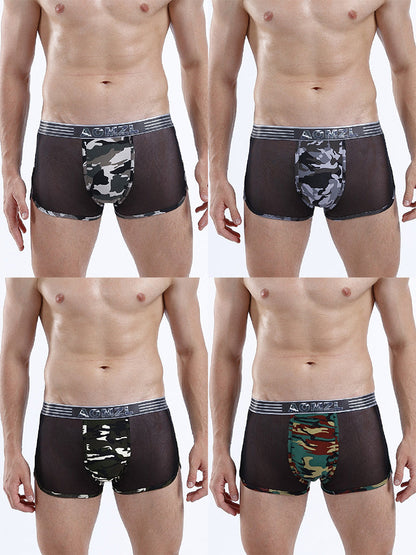 4-pack Men's Cotton Seamless Mesh Breathable Boxer Briefs