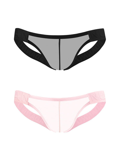 2 Pack Men's Nylon Semi-Transparent Sexy Jockstrap