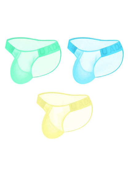 3 Pack Men's Semi-Transparent Comfortable High-Stretch Quick-Dry Bikini