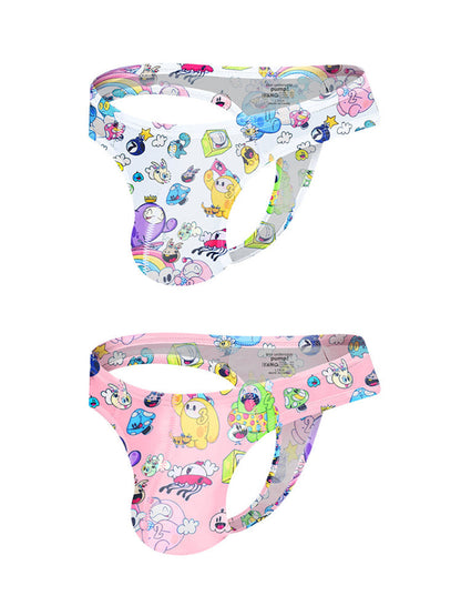 2 Pack Men's Low-Rise Sexy Print Thong