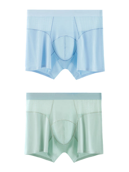 2 Pack Men's  Modal Seamless Antibacterial Anti-Chafing Leg Boxers Briefs & Midway Briefs