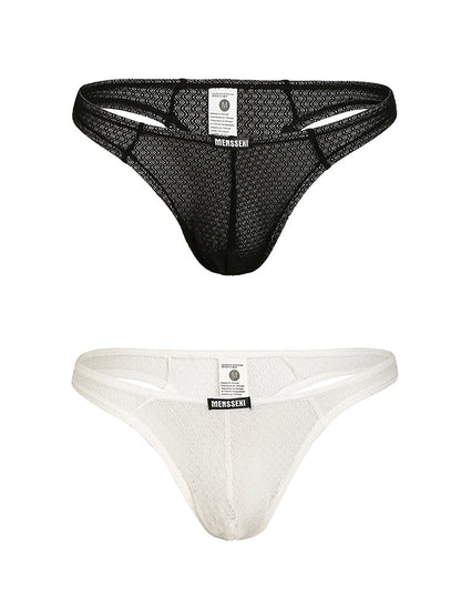 2 Pack Men's Low-Rise Lace High Elasticity Bikinis