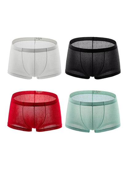 4 Pack Men's Sexy Breathable Jacquard Trunks