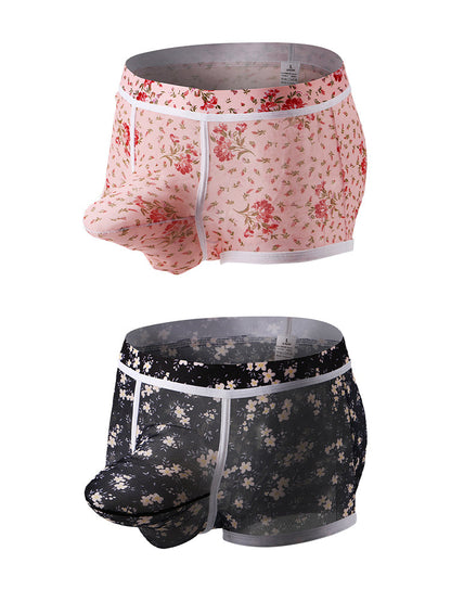 2-pack Men's Mesh Elephant Nose Transparent Boxer Briefs