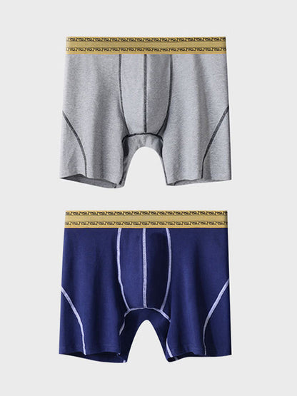 2 Pack Men's Pure Cotton Anti-Chafing Breathable Sports Boxer Briefs