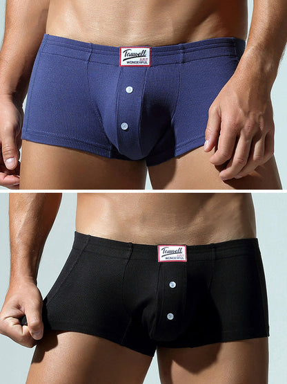 2 Pack Men's Soft Solid Color Simple Comfortable Breathable Trunks