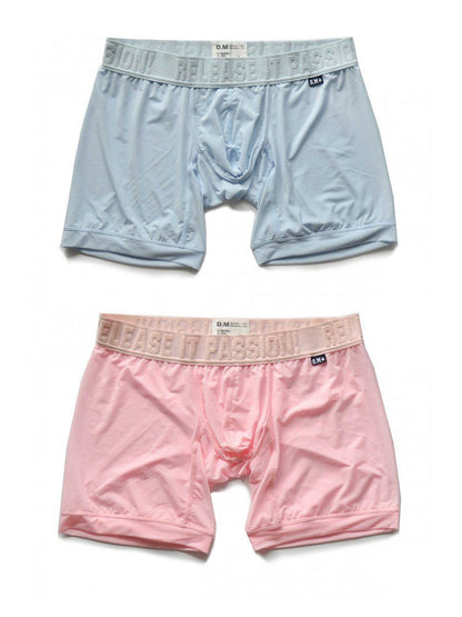 2 Pack Men's Trendy Breathable Ice Silk Boxer Briefs