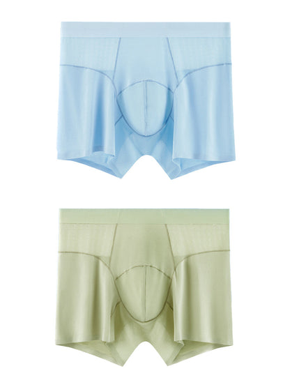2 Pack Men's  Modal Seamless Antibacterial Anti-Chafing Leg Boxers Briefs & Midway Briefs
