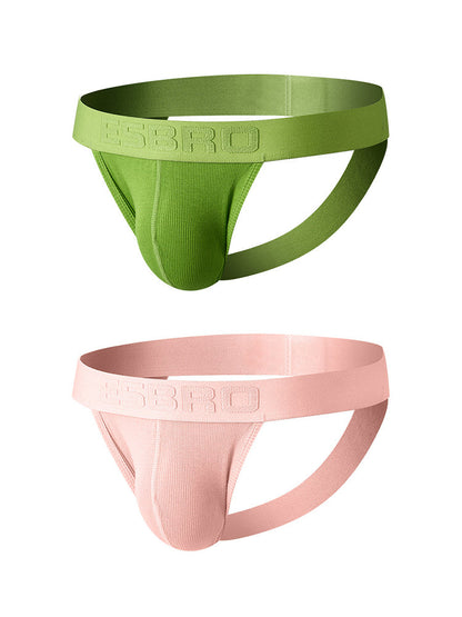 2 Pack Men's Ribbed U-Pouch Sexy Jockstrap