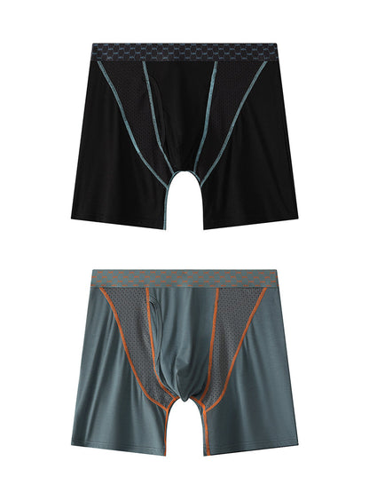2 Pack Men's Nylon Breathable Sports Anti-Chafing Casual Business Boxer Briefs