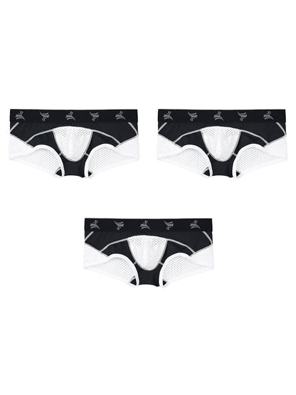 3 Pack Men's Nylon Mesh Breathable U-Pouch Trunks