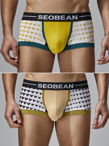 2 Pack Men's Low Rise Sexy Heart U-Shaped Pouch Boxer Briefs