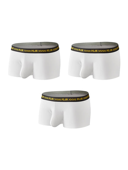 3 Pack Men's Seamless Ice Silk U-Pouch Low Waist Sexy Breathable Trunks