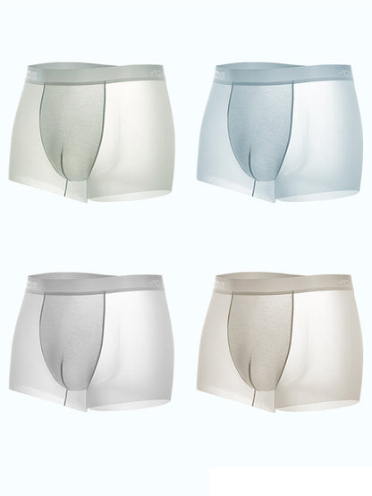 4 Pack Men's Breathable Ice Silk Antibacterial Sports Trunks