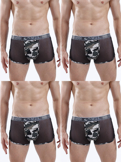 4-pack Men's Cotton Seamless Mesh Breathable Boxer Briefs