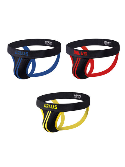 3 Pack Men's U-Pouch Striped Sexy Jockstraps