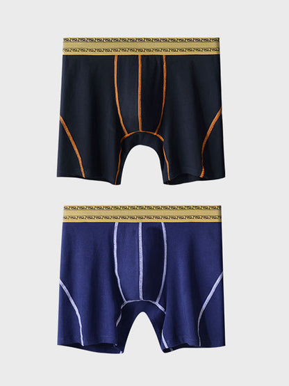 2 Pack Men's Pure Cotton Anti-Chafing Breathable Sports Boxer Briefs