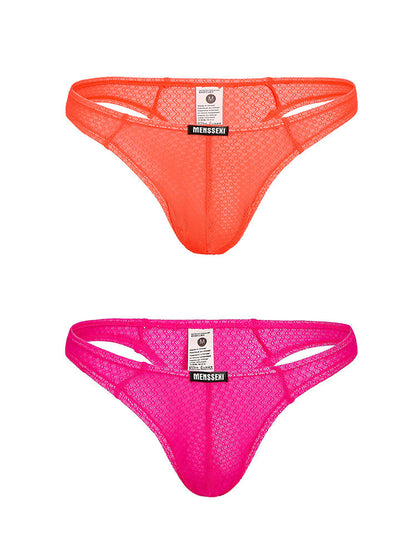 2 Pack Men's Low-Rise Lace High Elasticity Bikinis