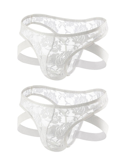 2-pack Men's Lace See-through Thongs