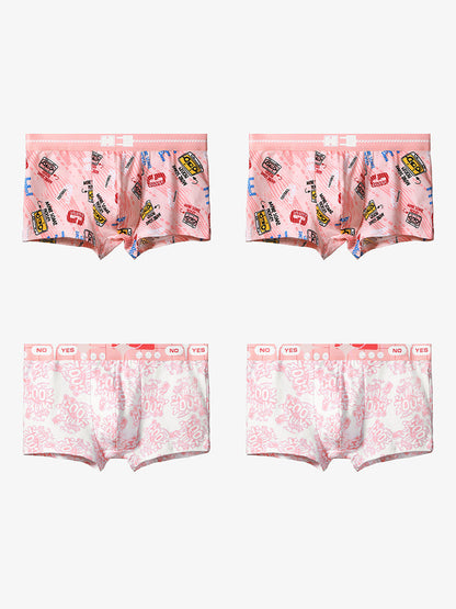 4 Pack Men's Cartoon Cotton Anti-Bacterial Boxer Briefs