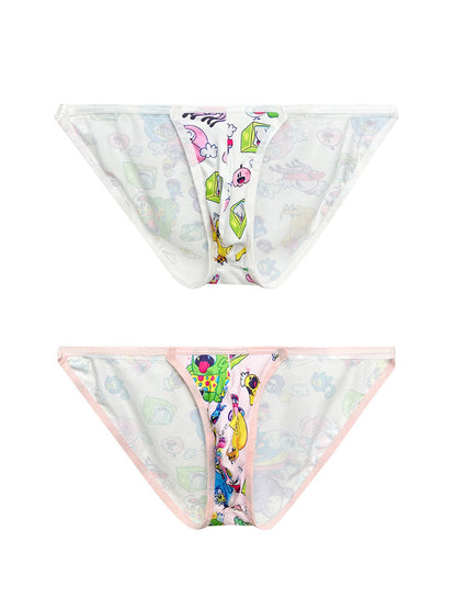 2 Pack Men's Trendy Printed Cartoon Comfortable and Breathable Bikini