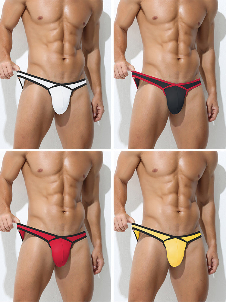 4 Pack Men's Low-Rise Sexy Narrow-Band Cooling U-Convex Breathable Comfortable Thong