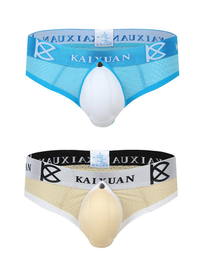 2 Pack Men's Breathable Mesh Removable U-Shaped Pocket Thongs