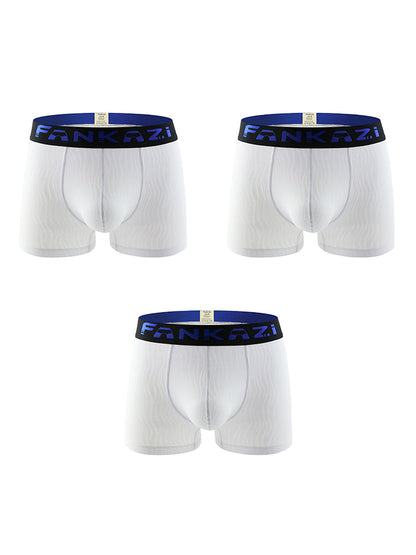 3 Pack Men's Striped U-Pouch Low-Rise Breathable Slim-Fit Trunks