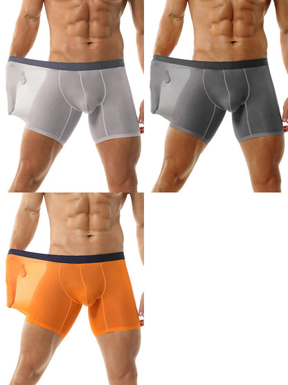 Men's Ice Silk Athletic Long Boxer Briefs