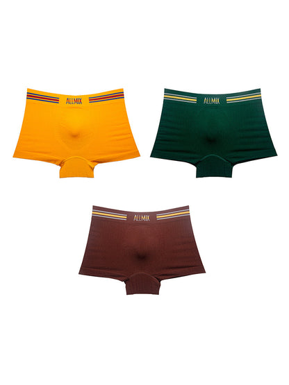 3 Pack ALLMIX Men's Sexy Striped Seamless Low Waist Boxers Briefs