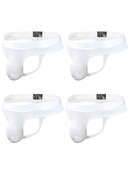 4 Pack Men's Sexy Nylon Low-Rise Comfortable Thong & Strings