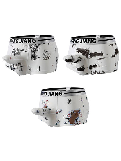 3 Pack Men's Ice Silk Dual Pouch Trunks