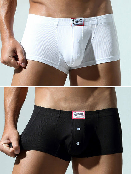 2 Pack Men's Soft Solid Color Simple Comfortable Breathable Trunks