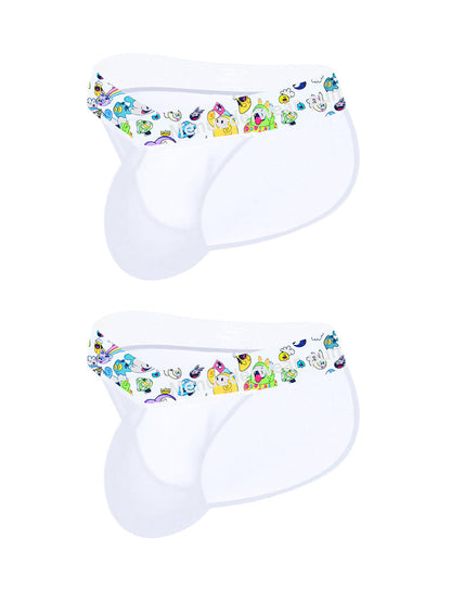 2 Pack Men's High-Cut Cartoon Waistband Breathable Semi-Transparent Bikini