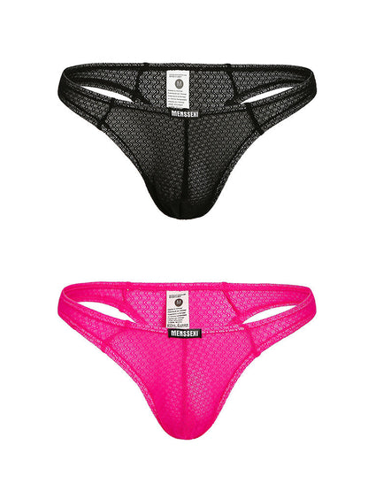 2 Pack Men's Low-Rise Lace High Elasticity Bikinis