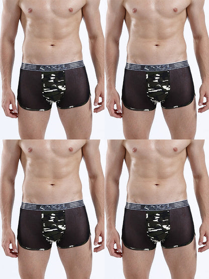 4-pack Men's Cotton Seamless Mesh Breathable Boxer Briefs