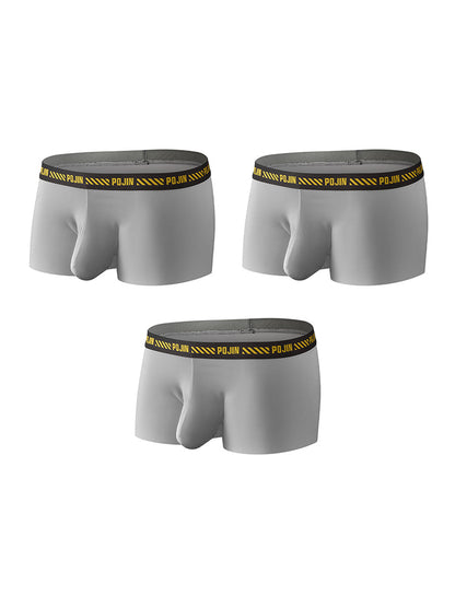 3 Pack Men's Seamless Ice Silk U-Pouch Low Waist Sexy Breathable Trunks