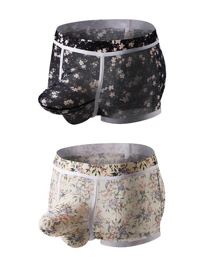 2-pack Men's Mesh Elephant Nose Transparent Boxer Briefs