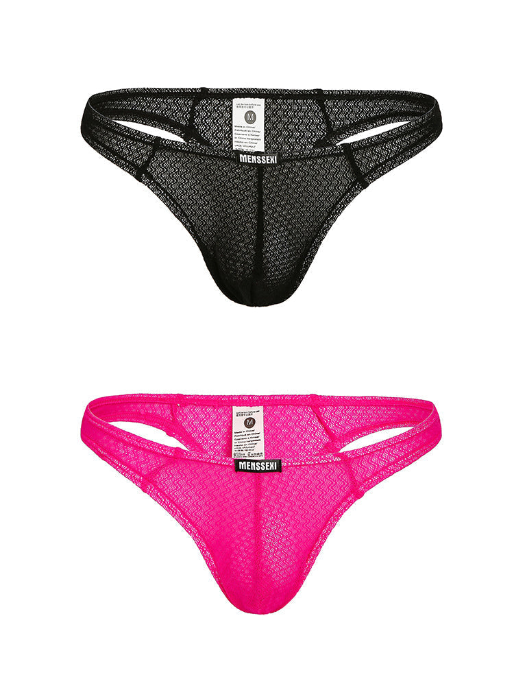 2 Pack Men's Low-Rise Lace High Elasticity Bikinis