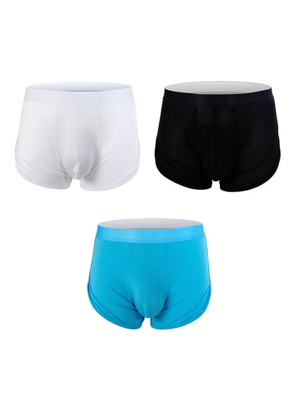 3 Pack Men's Mid Waist Breathable Mesh Home Aloha Boxers
