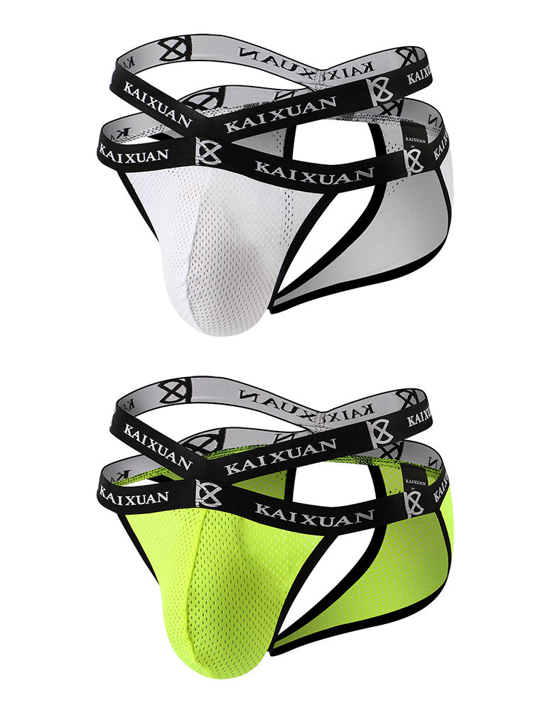 2 Pack Men's Ice Silk Mesh Capsule Pouch Sexy Jockstrap