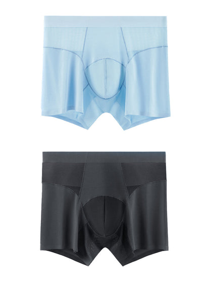 2 Pack Men's  Modal Seamless Antibacterial Anti-Chafing Leg Boxers Briefs & Midway Briefs