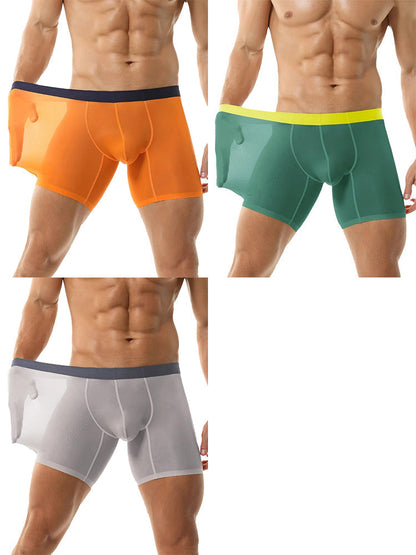 Men's Ice Silk Athletic Long Boxer Briefs