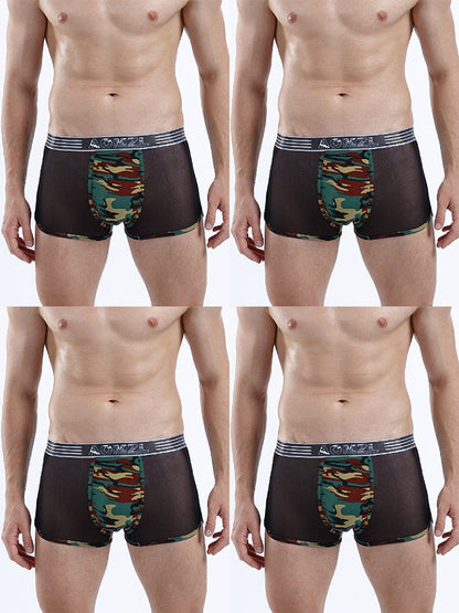4-pack Men's Cotton Seamless Mesh Breathable Boxer Briefs